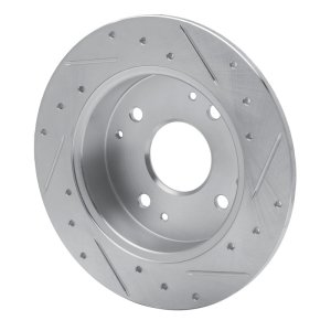 Acura CL Brake Rotor (1) - Rear Left - R1 Concepts - Drilled & Slotted - Silver - `98-`02